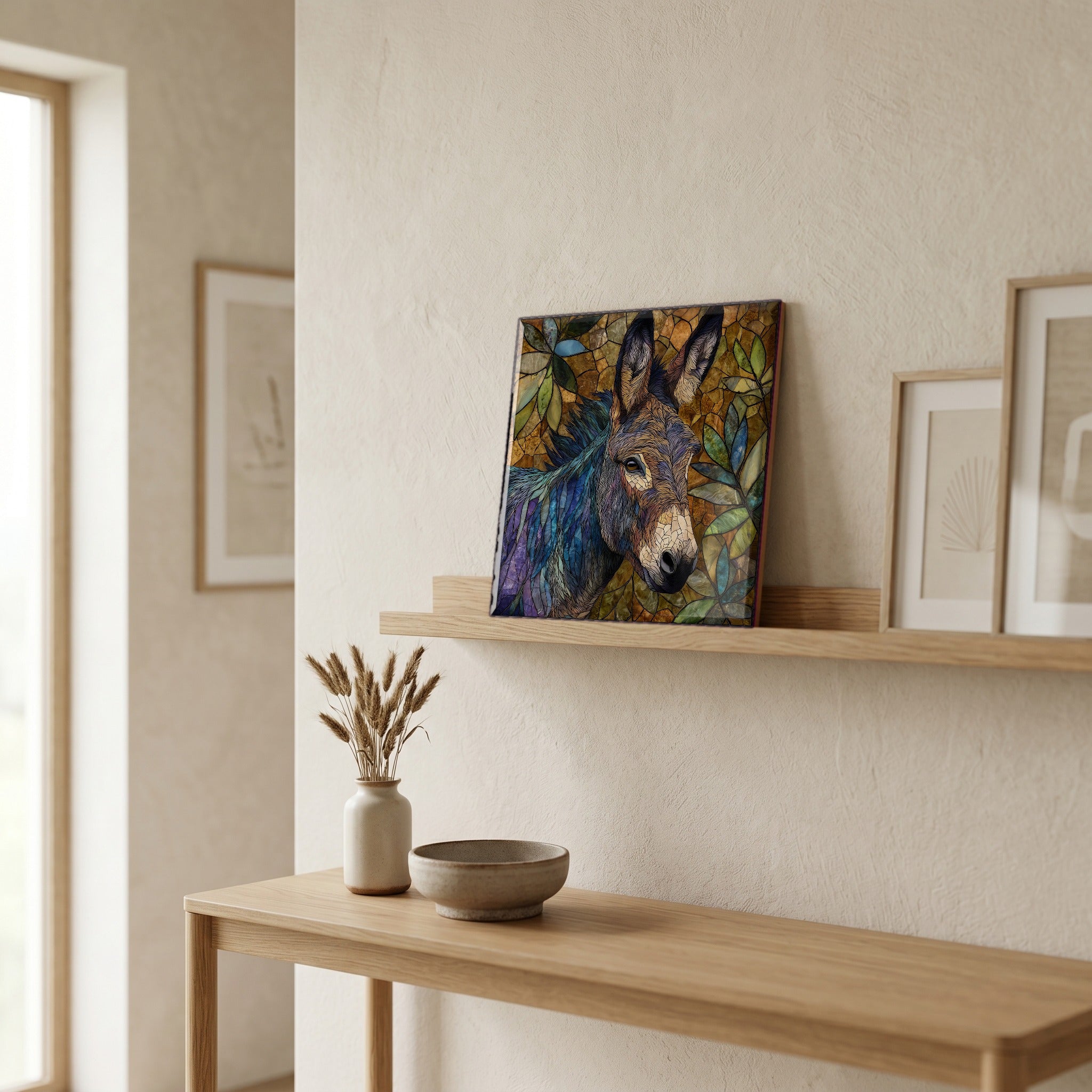 In the entryway, first thing you see.