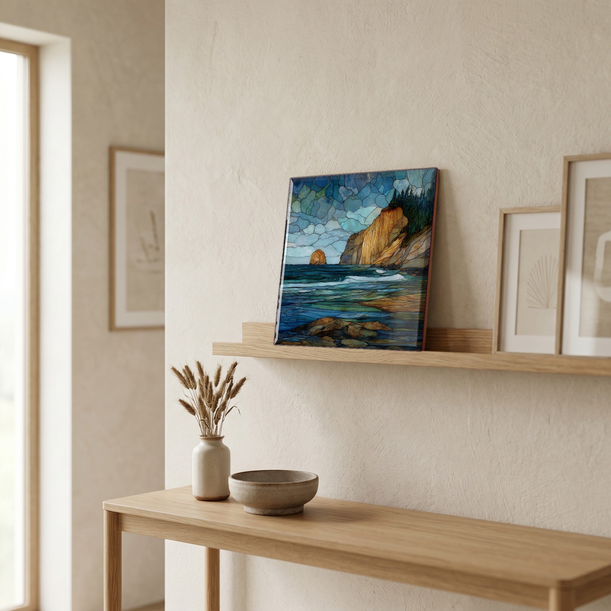 In the entryway, first thing you see.