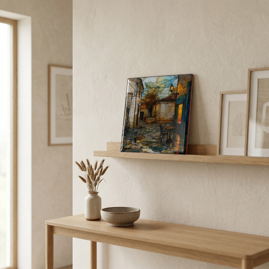 In the entryway, first thing you see.