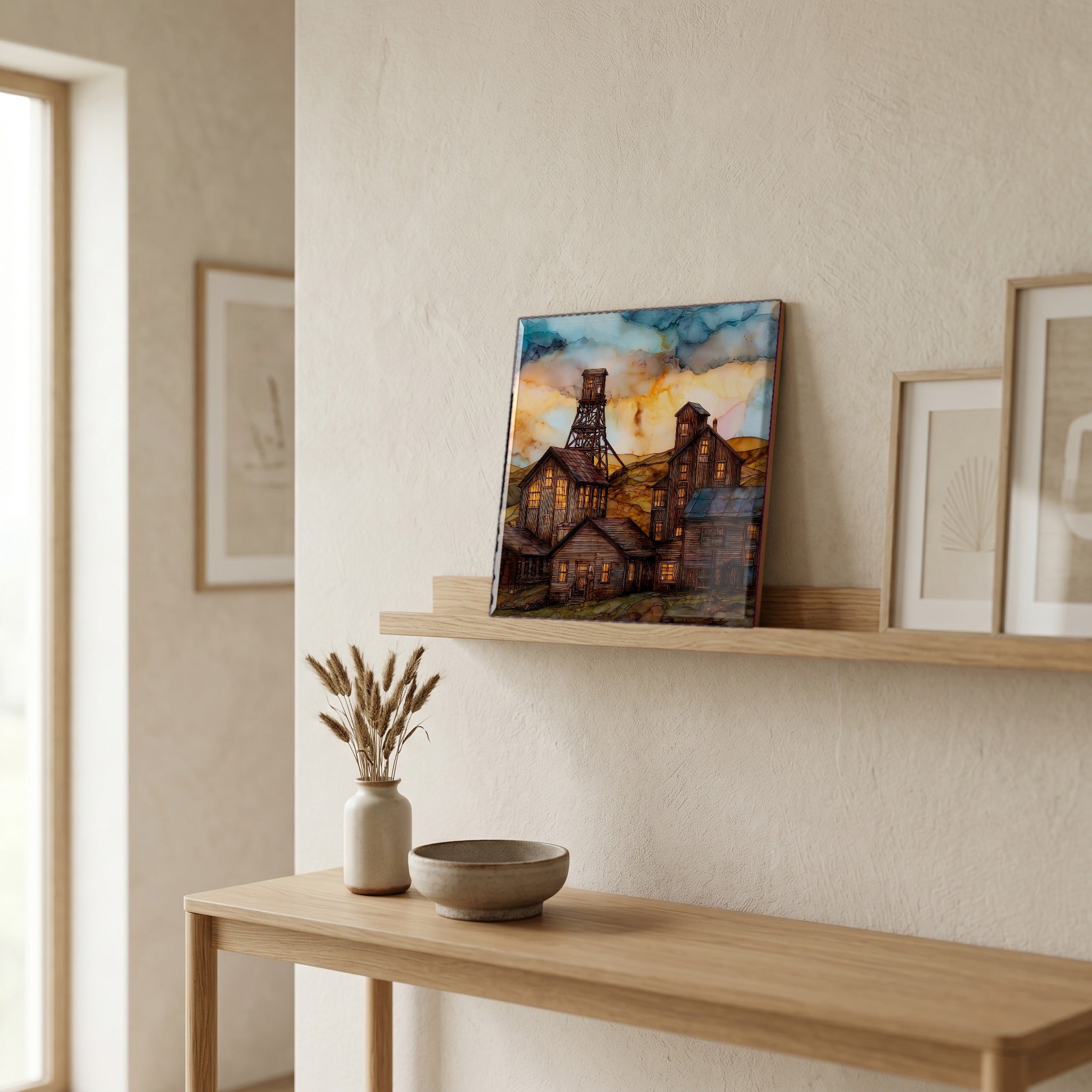 In the entryway, first thing you see.