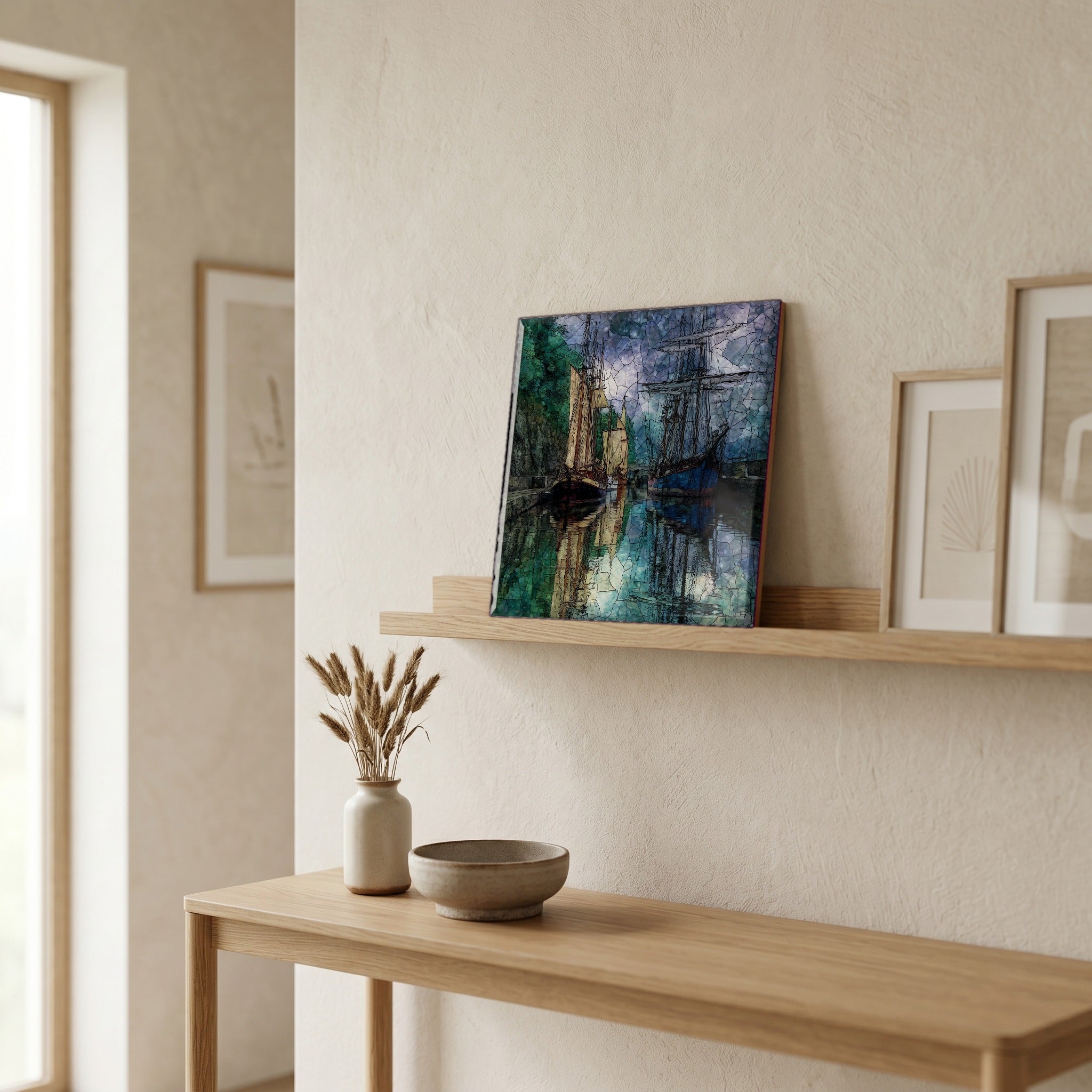 In the entryway, first thing you see.