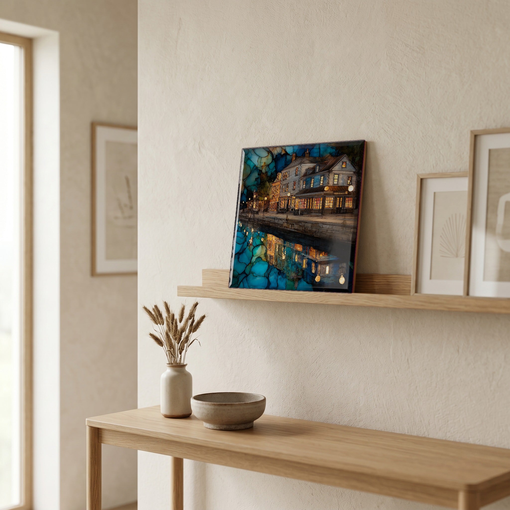 In the entryway, first thing you see.