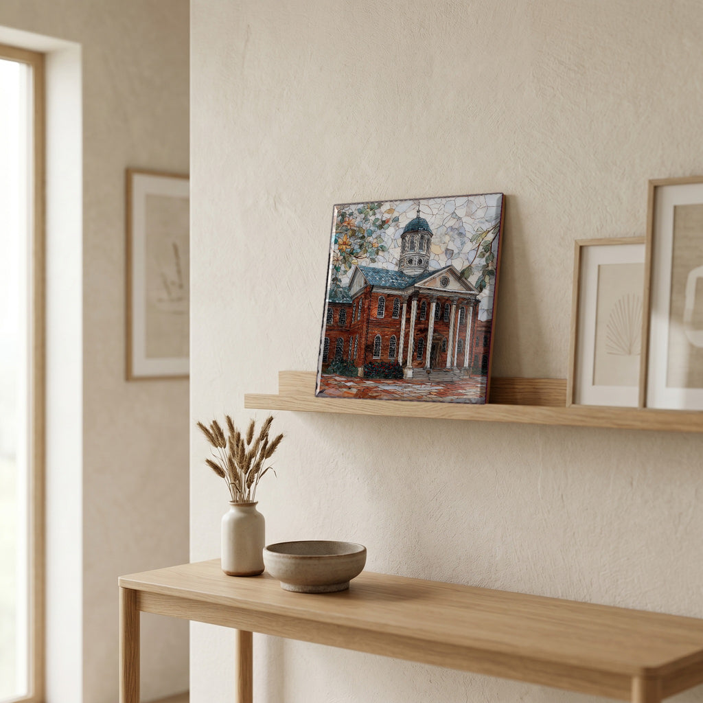 In the entryway, first thing you see.