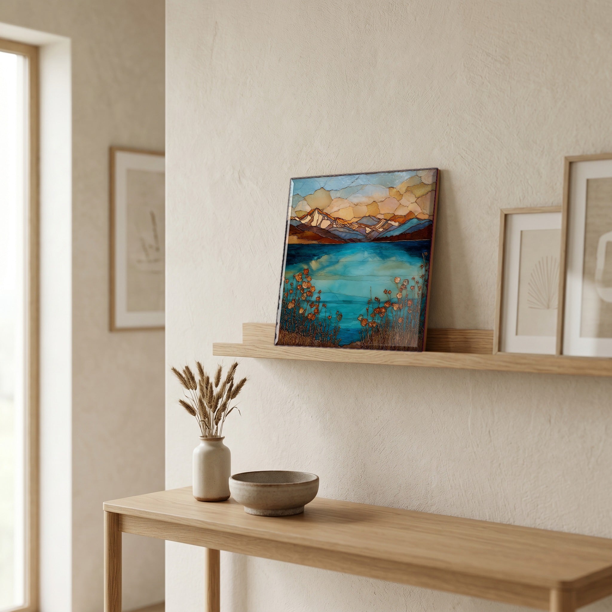 In the entryway, first thing you see.