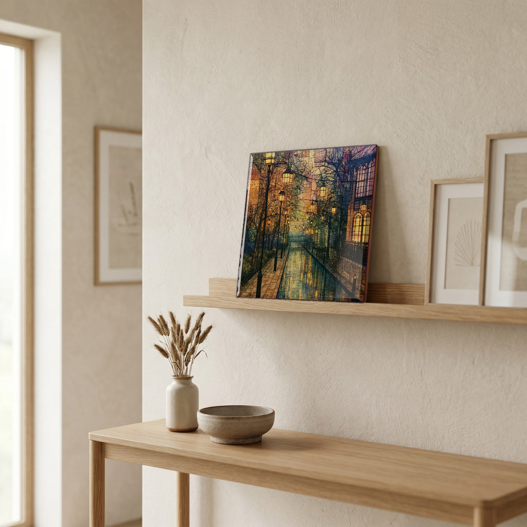 In the entryway, first thing you see.
