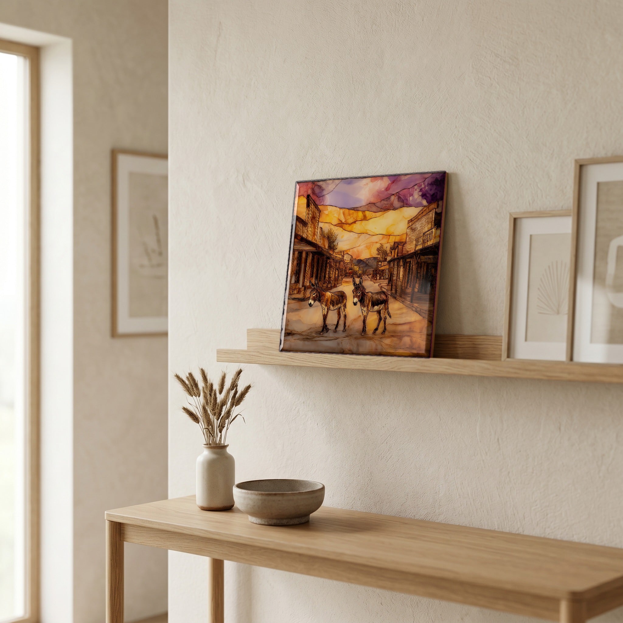 In the entryway, first thing you see.