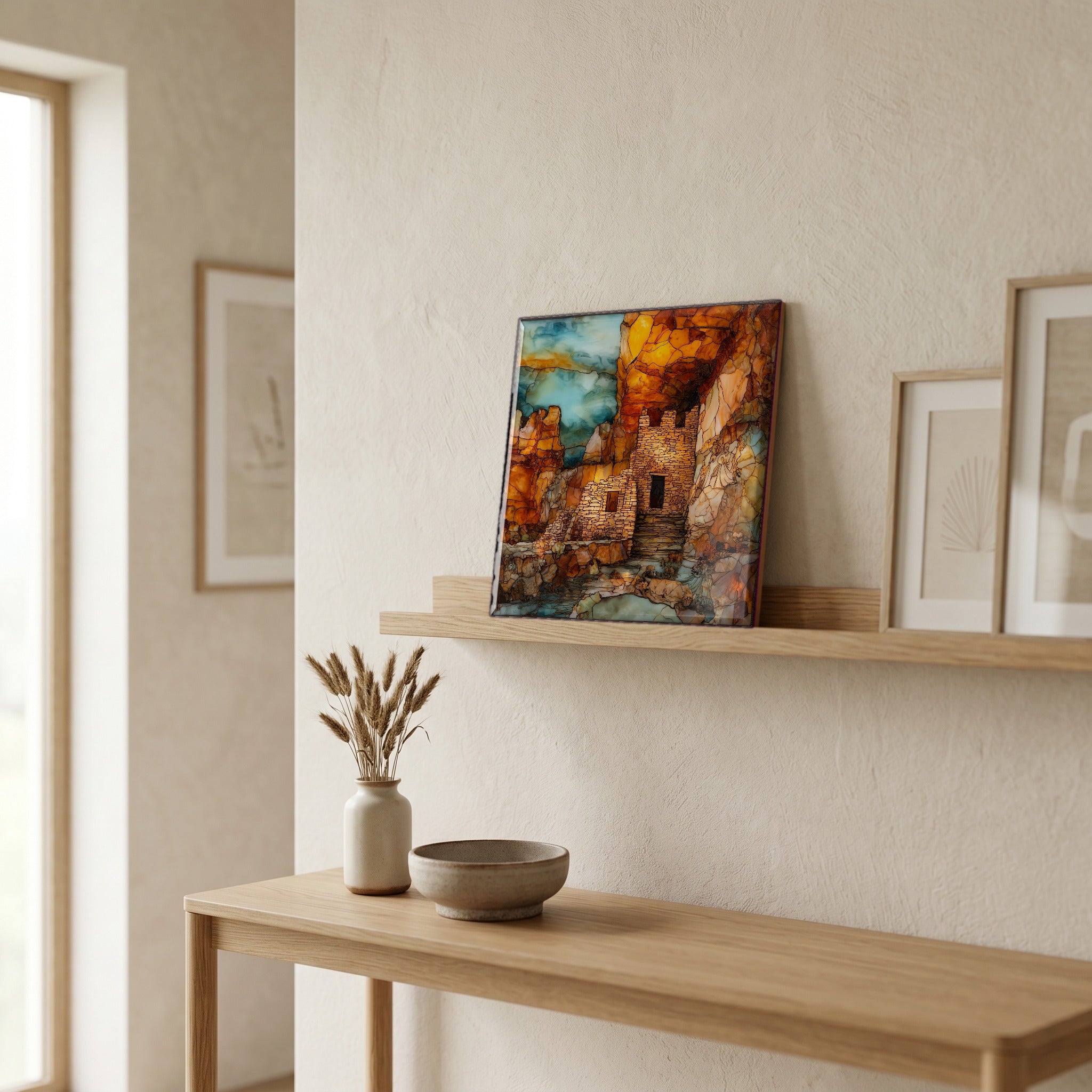In the entryway, first thing you see.