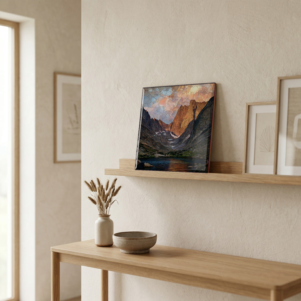On a picture ledge, where the light comes in.