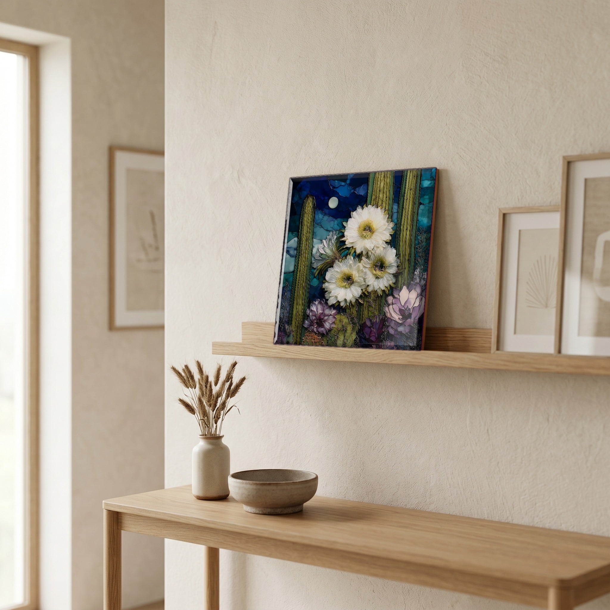 In the entryway, first thing you see.