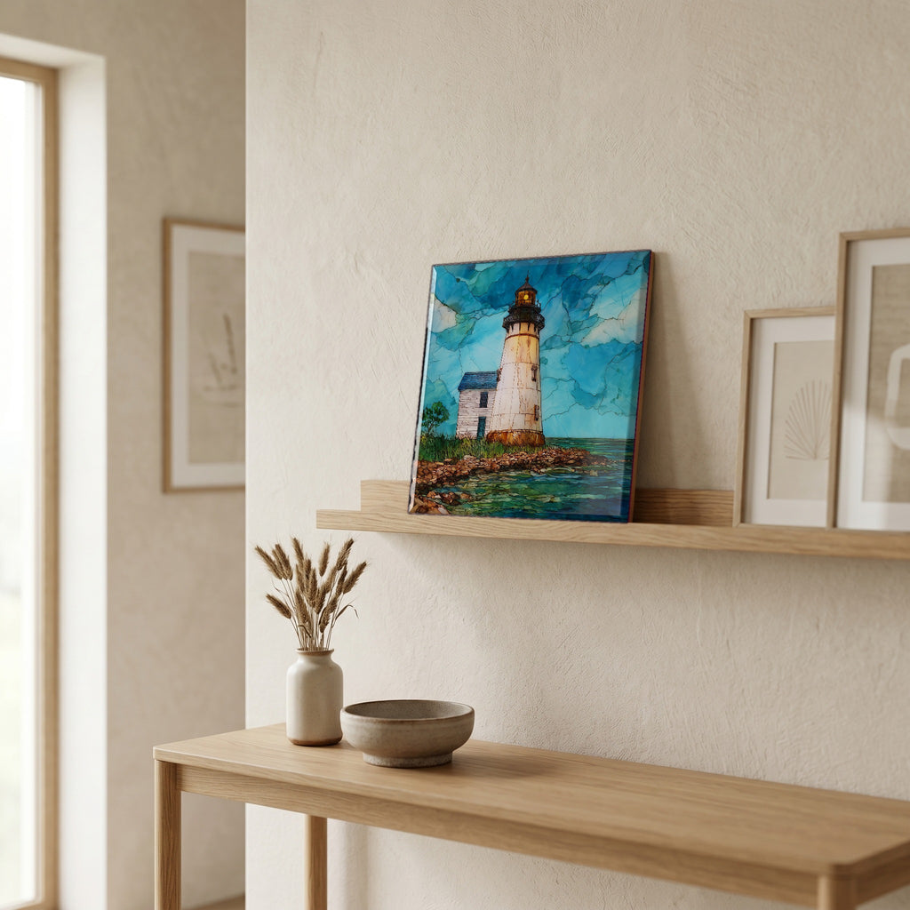 In the entryway, first thing you see.