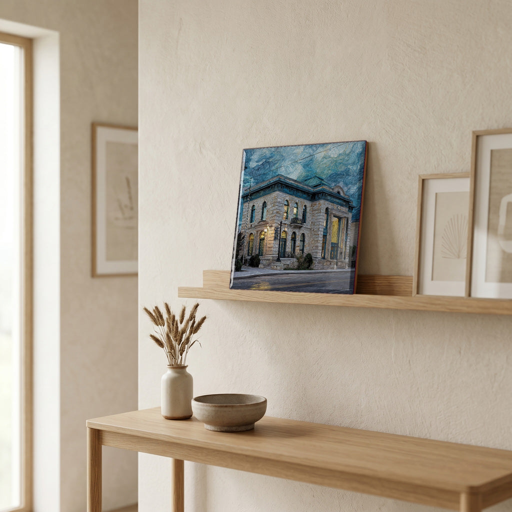 In the entryway, first thing you see.