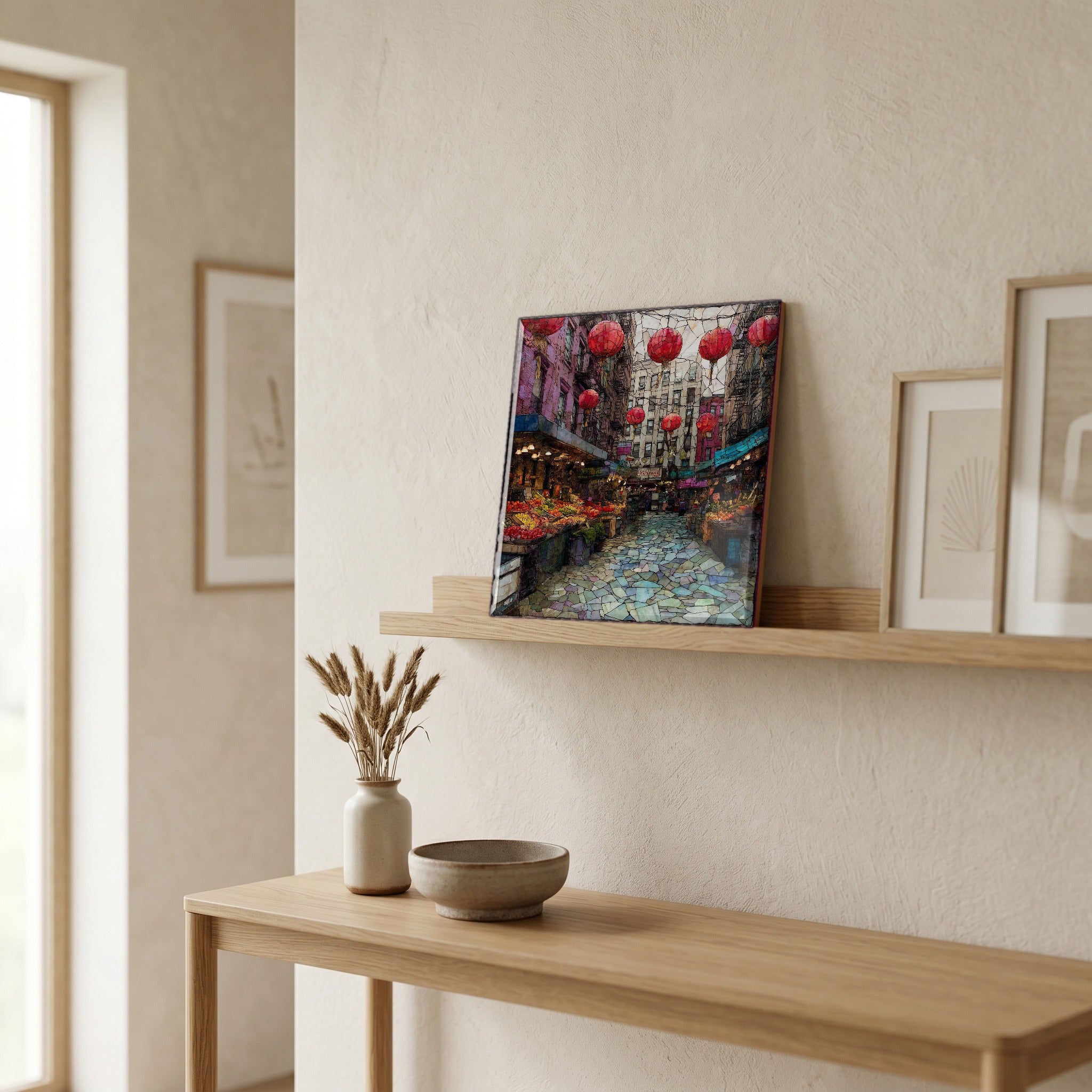 In the entryway, first thing you see.