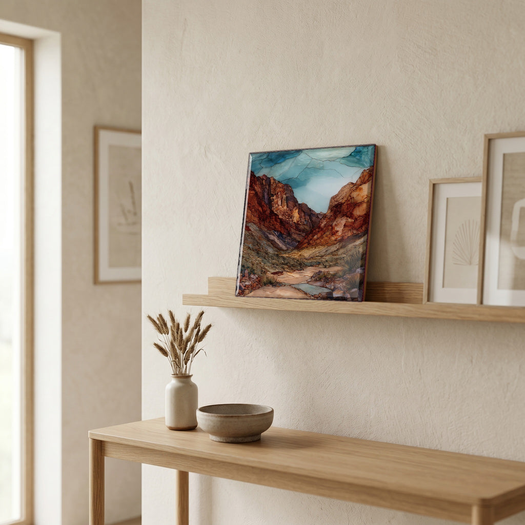 In the entryway, first thing you see.