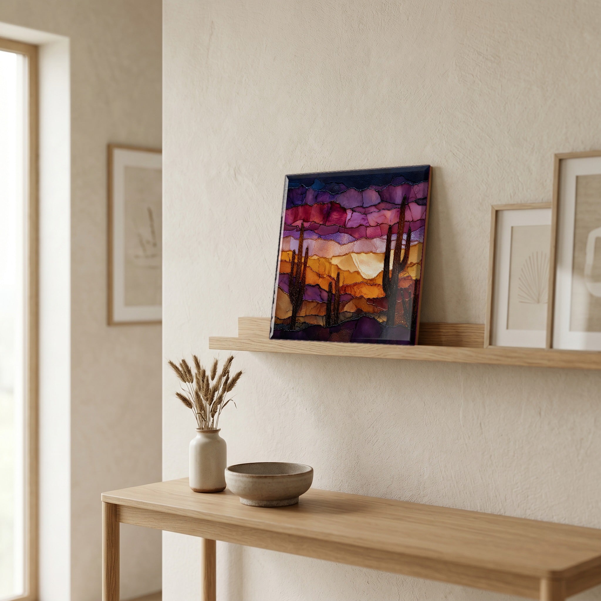 In the entryway, first thing you see.