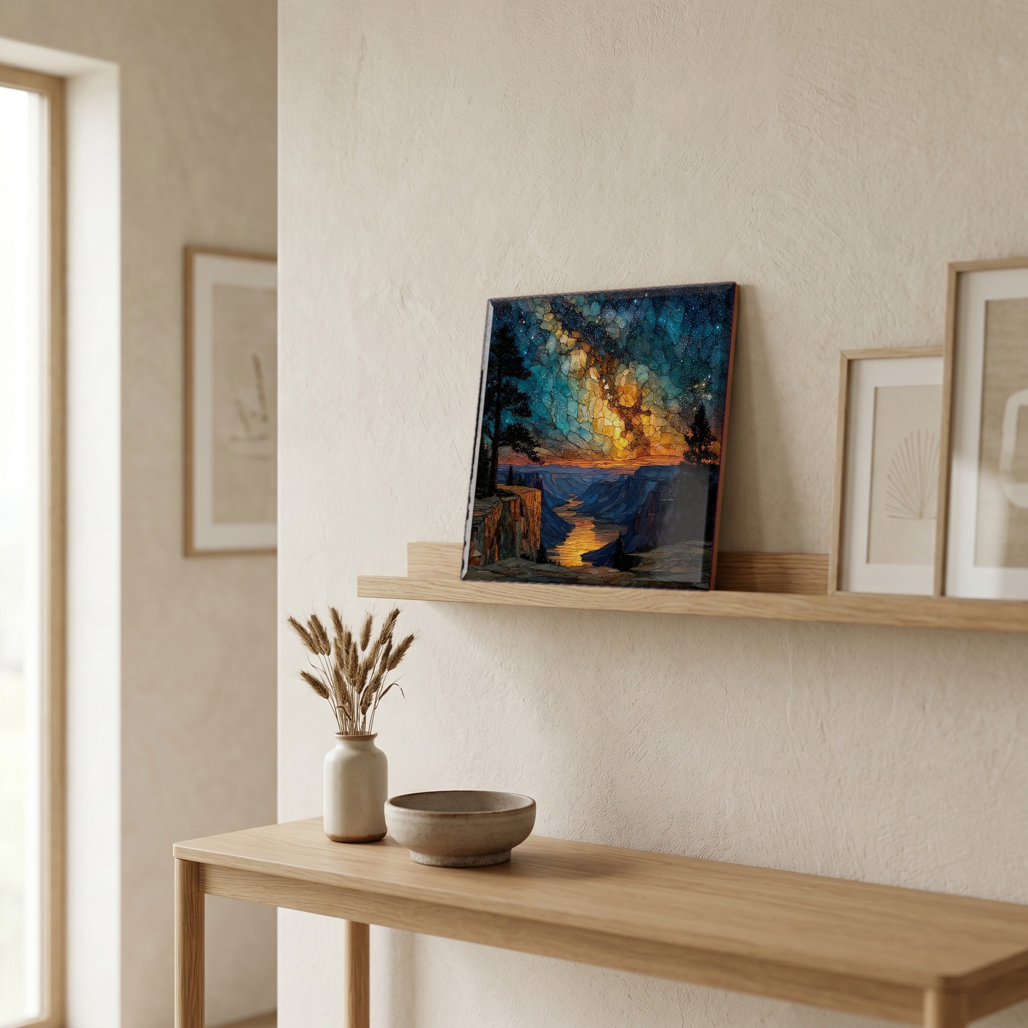 In the entryway, first thing you see.