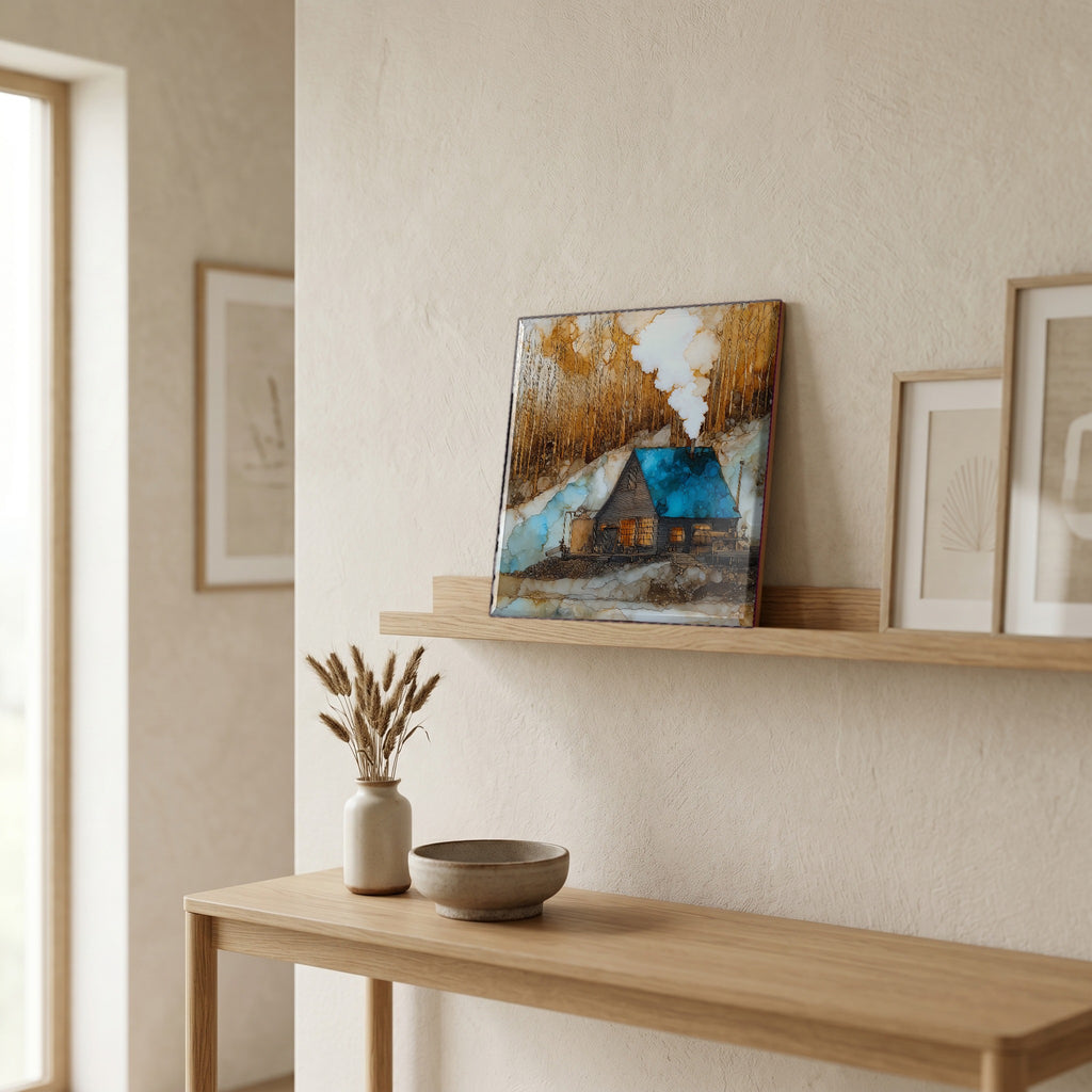 In the entryway, first thing you see.