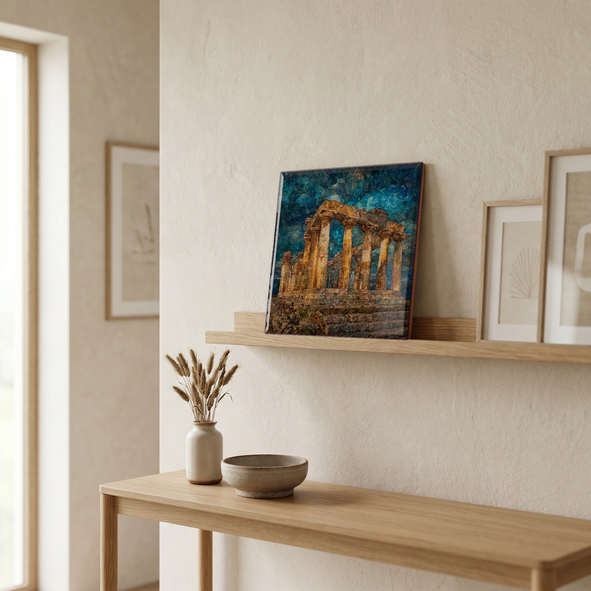 In the entryway, first thing you see.
