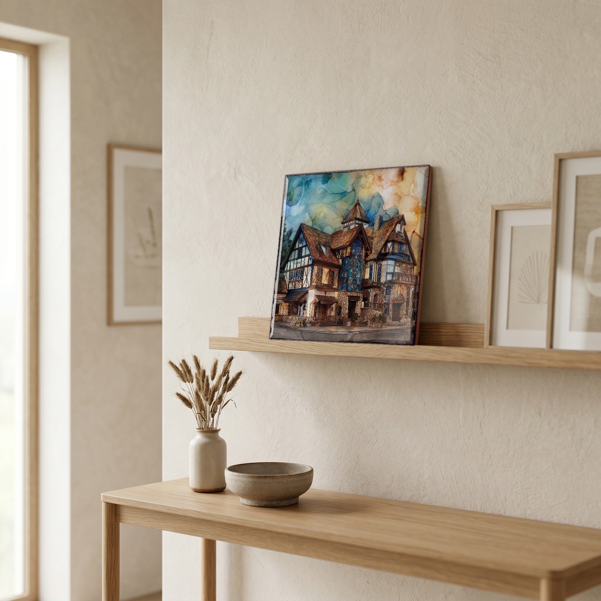 In the entryway, first thing you see.