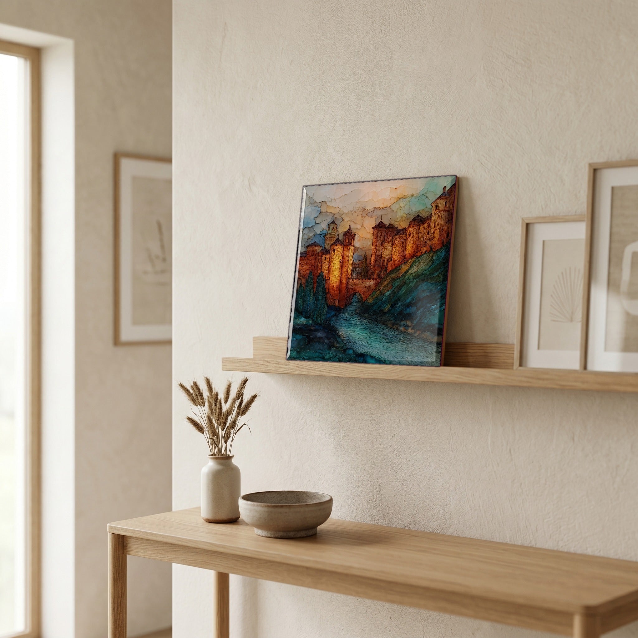In the entryway, first thing you see.