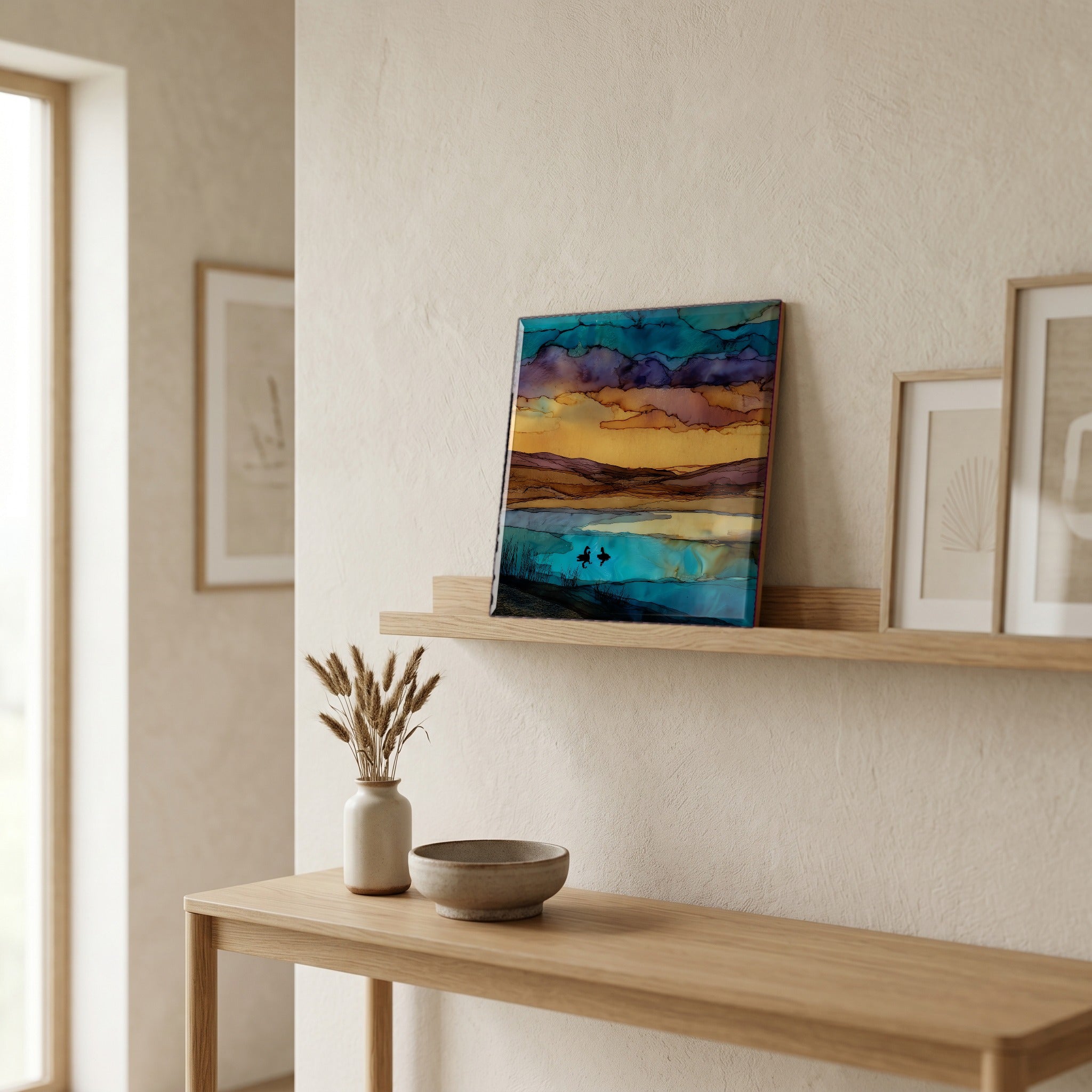 In the entryway, first thing you see.