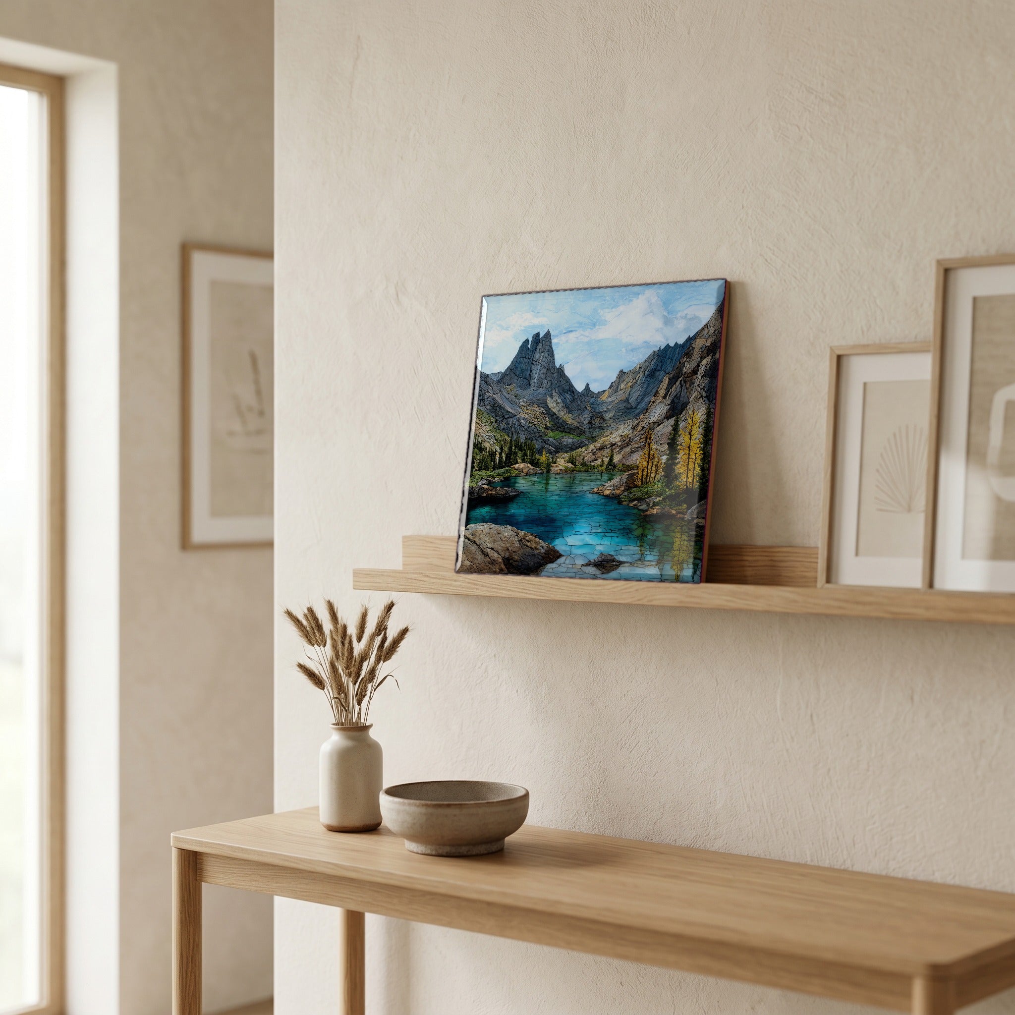 In the entryway, first thing you see.