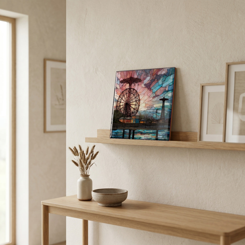 In the entryway, first thing you see.