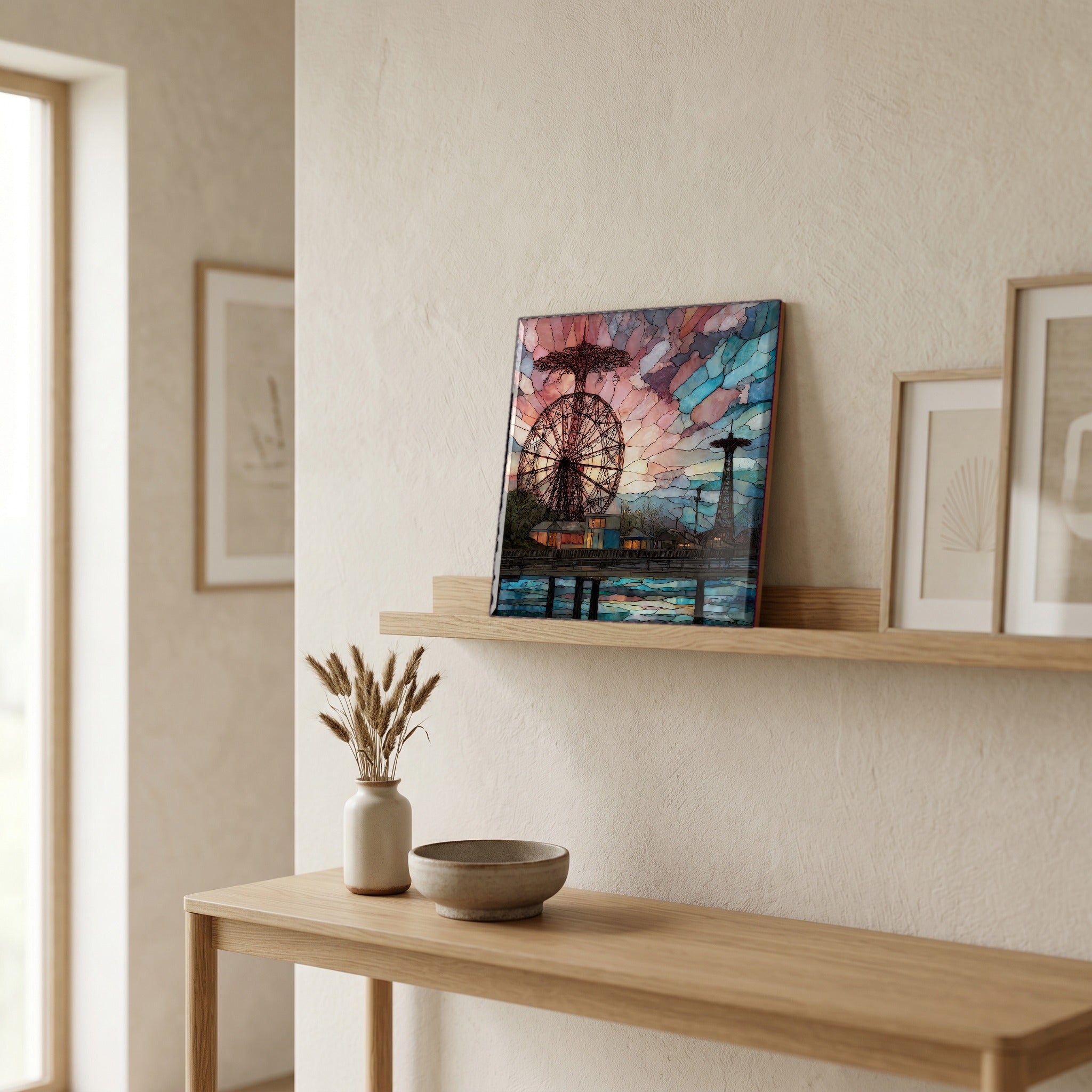 In the entryway, first thing you see.