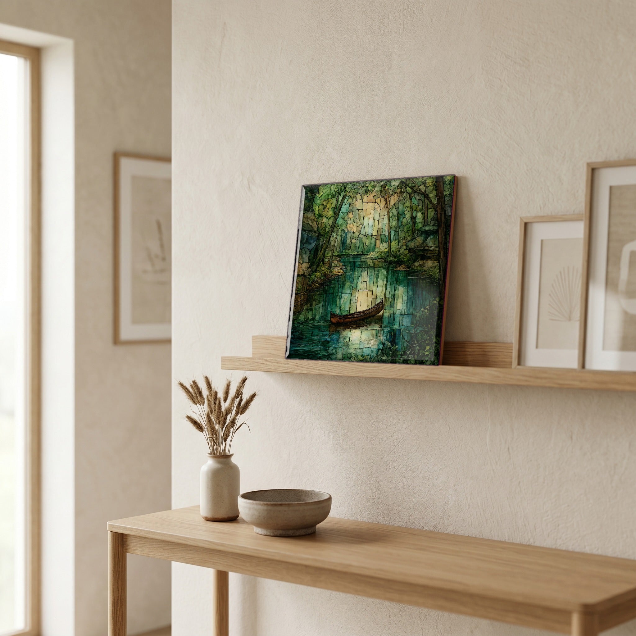 In the entryway, first thing you see.