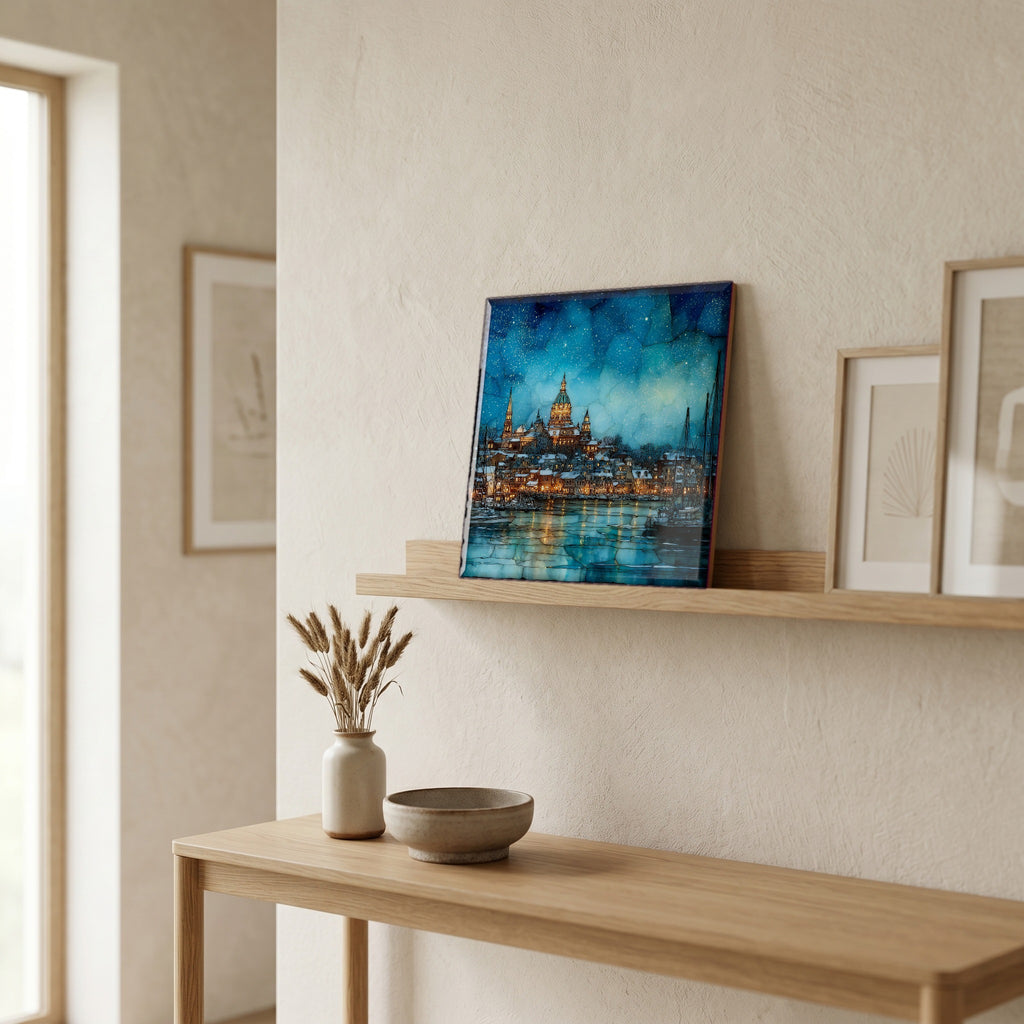In the entryway, first thing you see.
