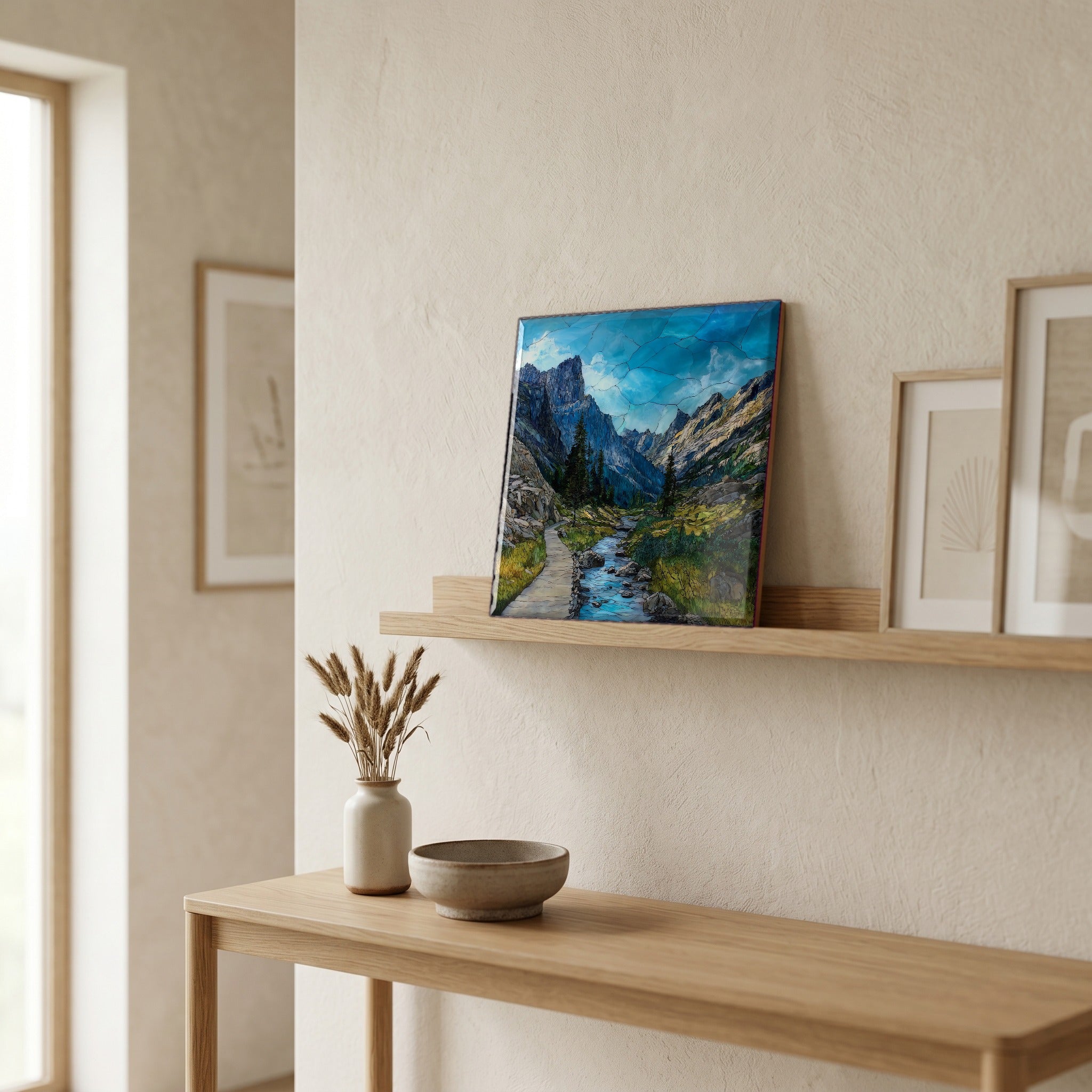 In the entryway, first thing you see.