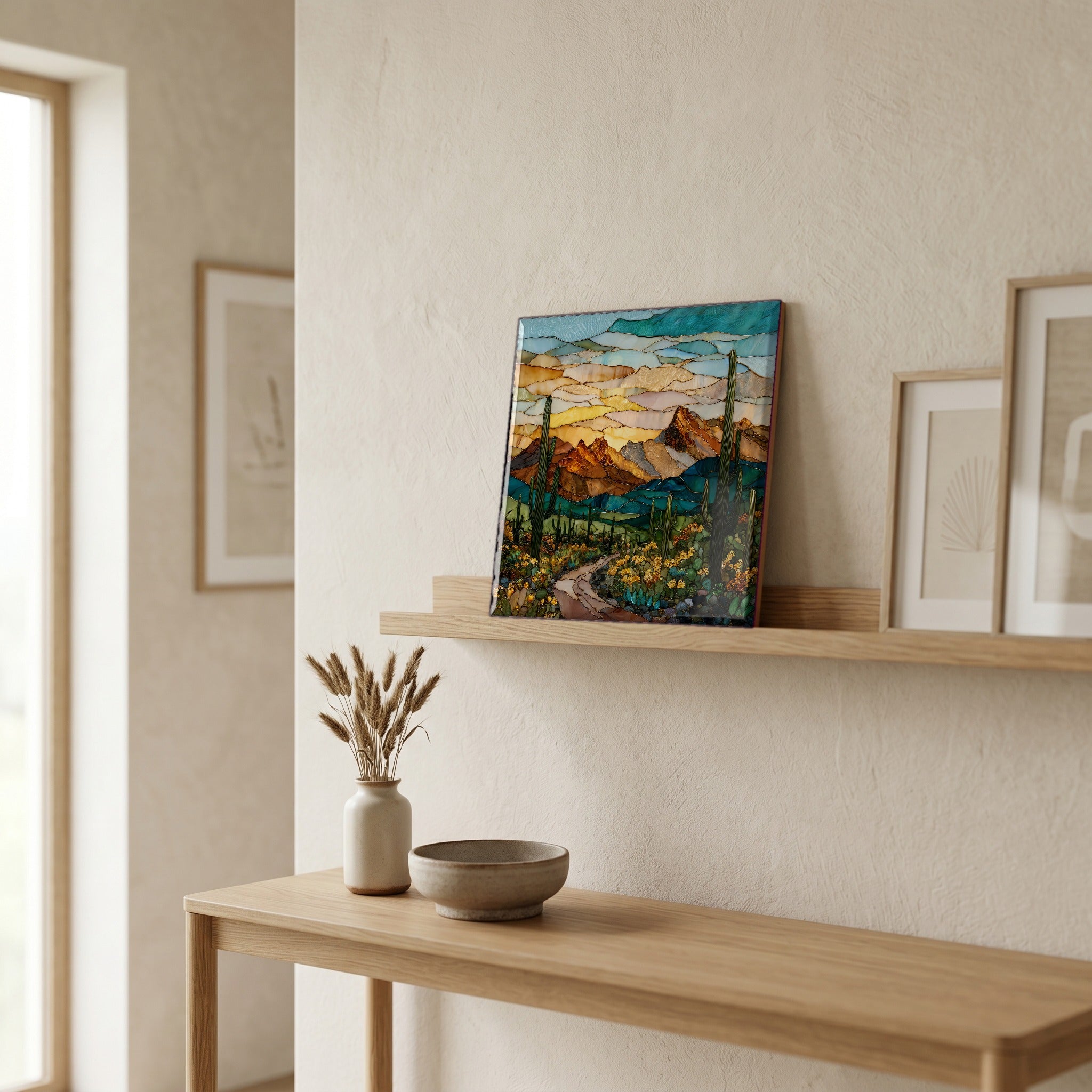 In the entryway, first thing you see.