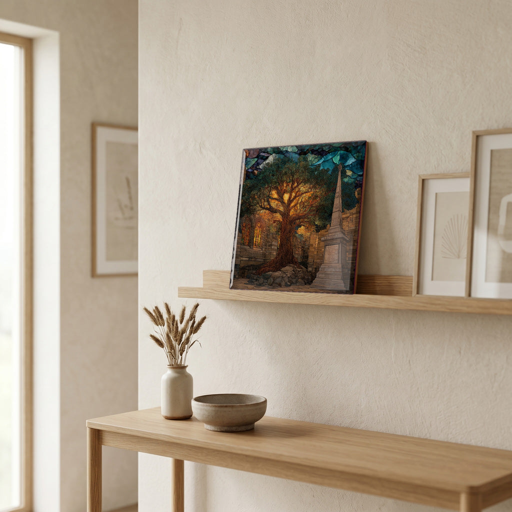 In the entryway, first thing you see.