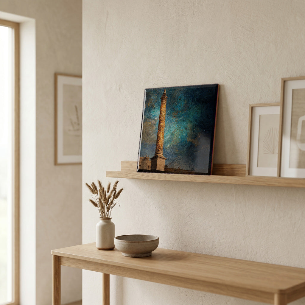 On a picture ledge, where the light comes in.