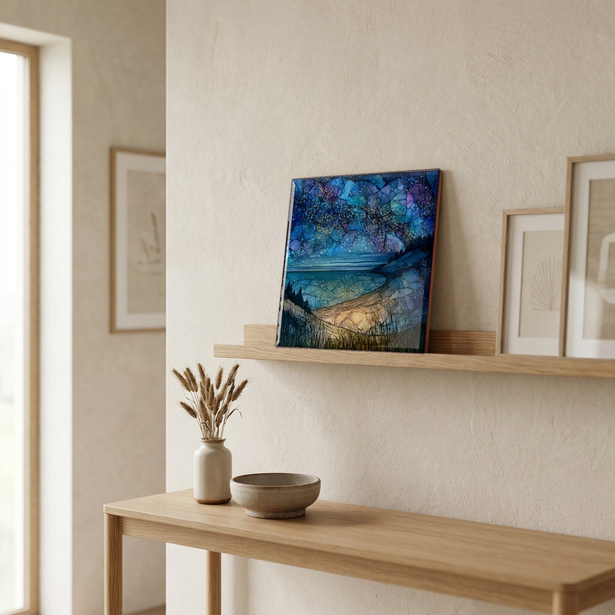 In the entryway, first thing you see.