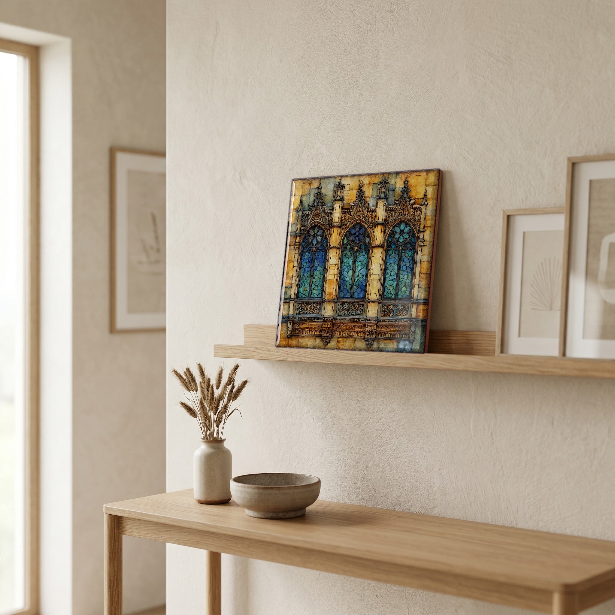 In the entryway, first thing you see.