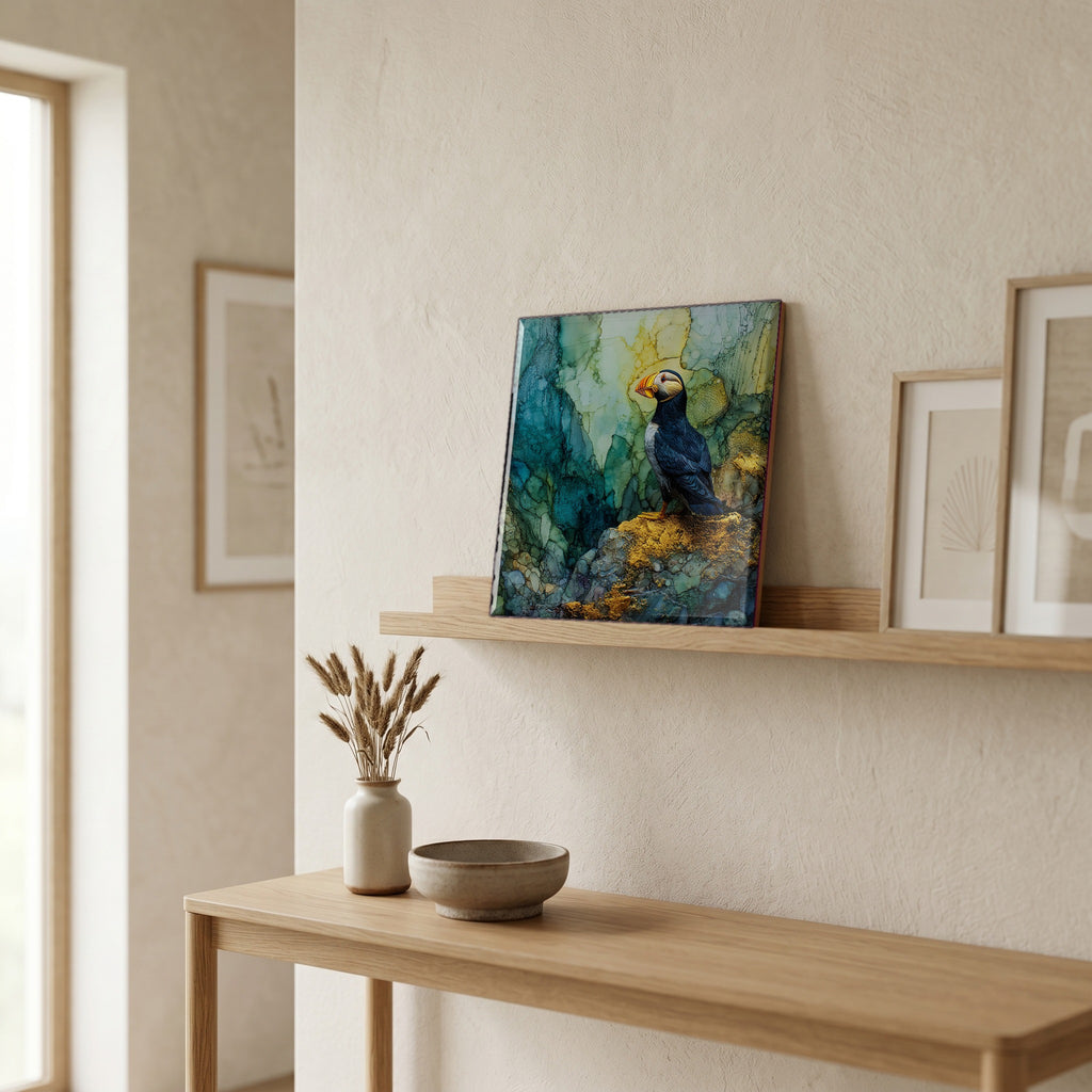 In the entryway, first thing you see.