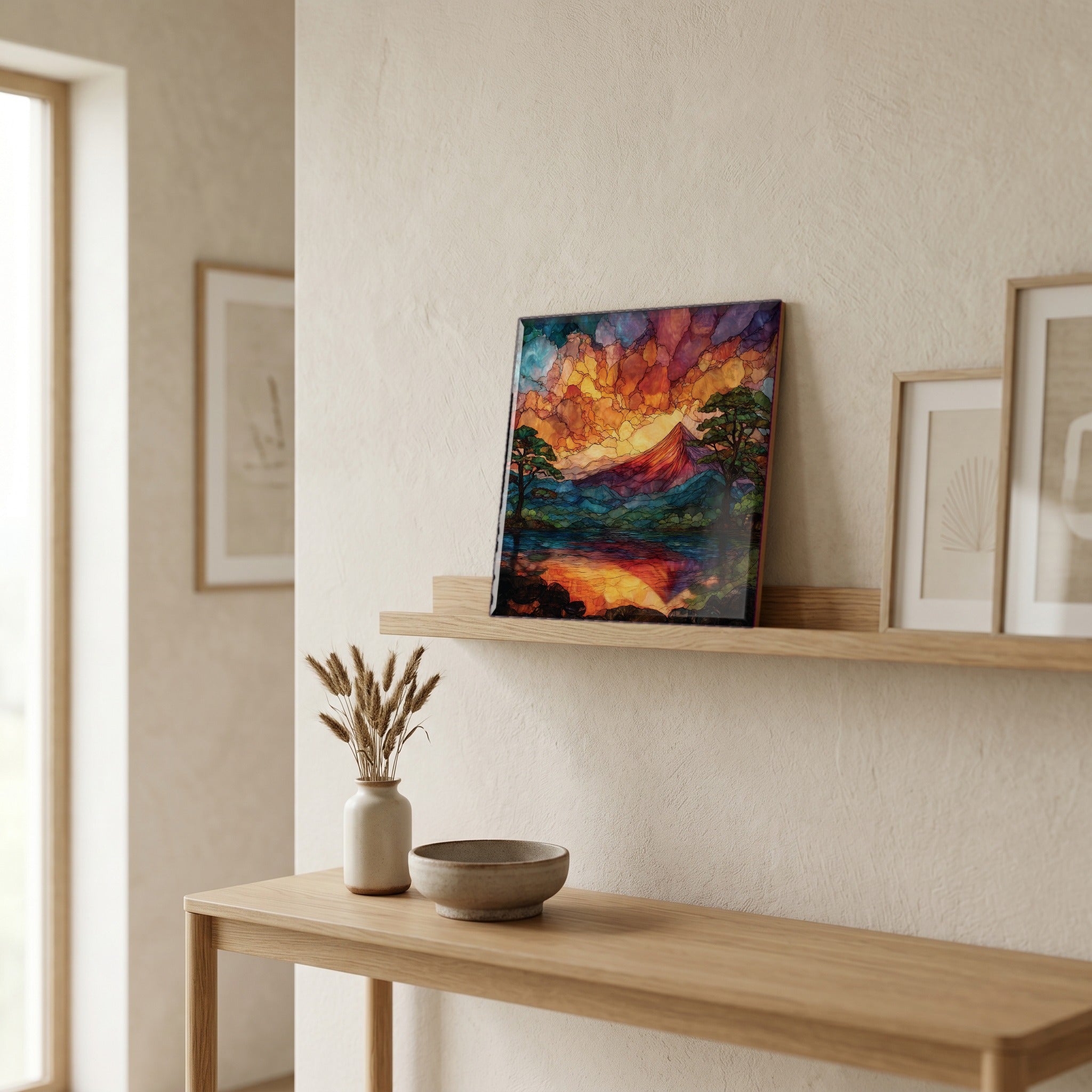 In the entryway, first thing you see.