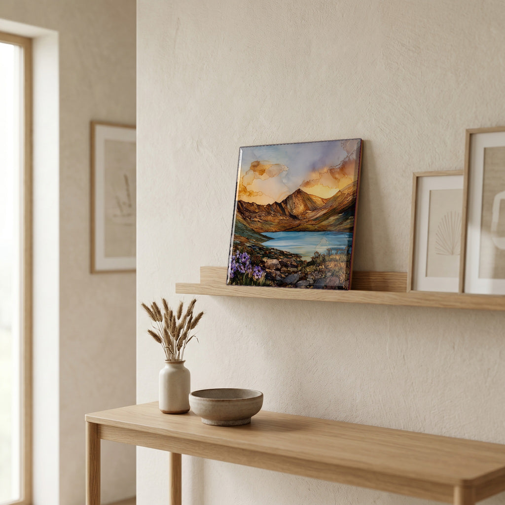 On a picture ledge, where the light comes in.