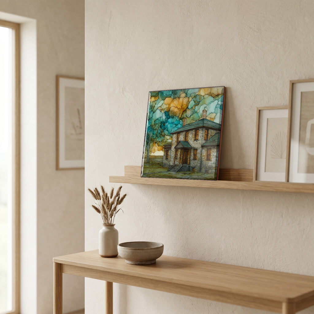In the entryway, first thing you see.