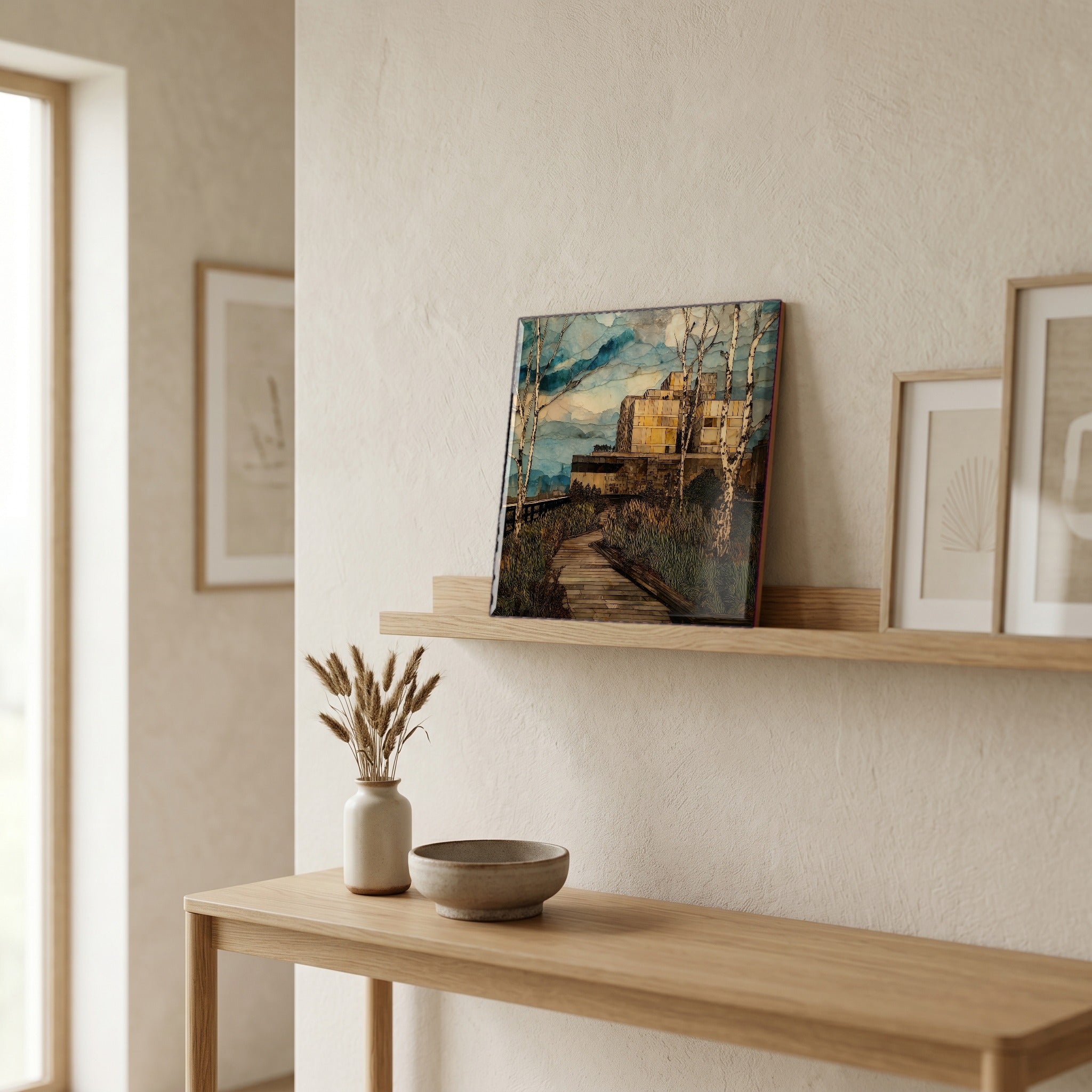 In the entryway, first thing you see.