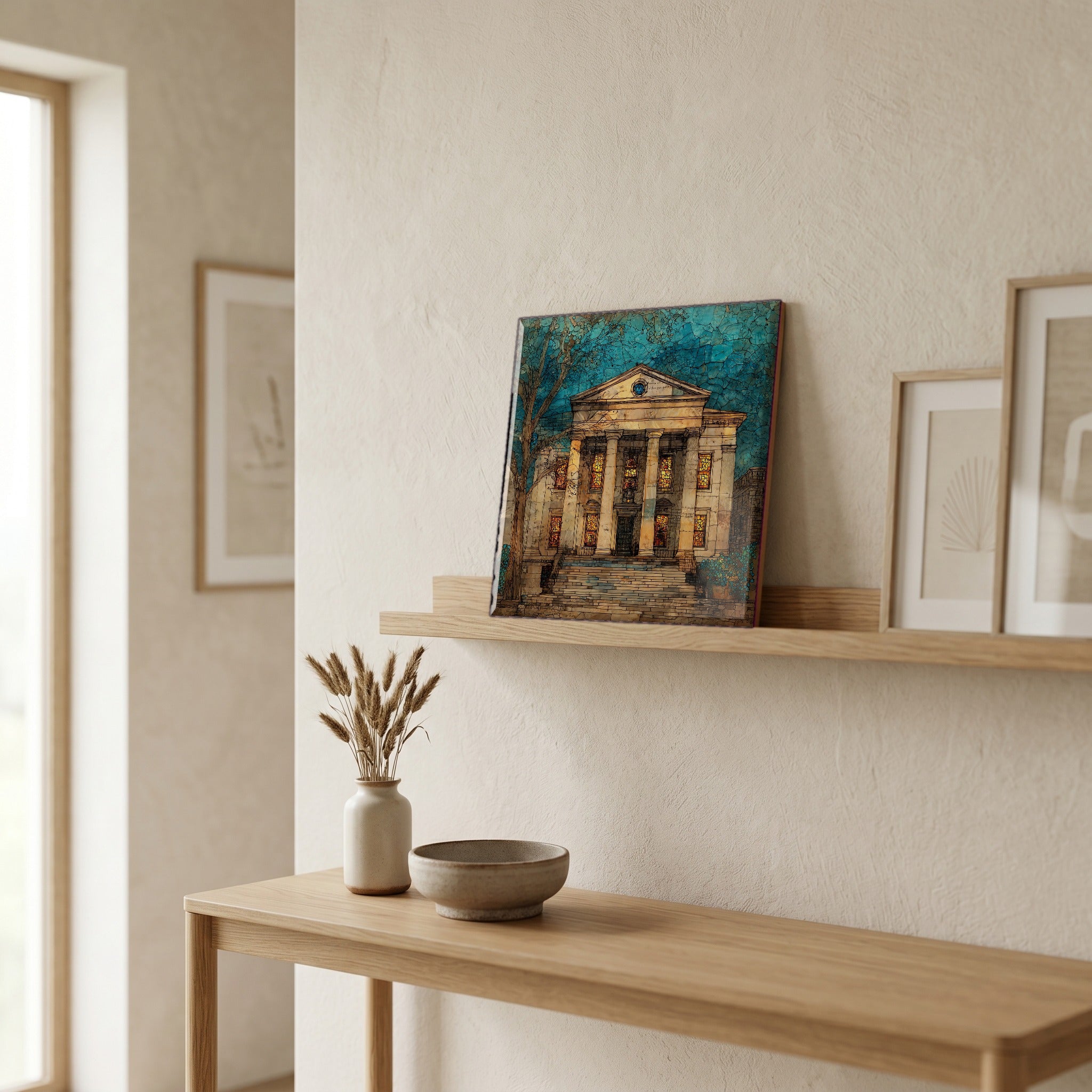 In the entryway, first thing you see.