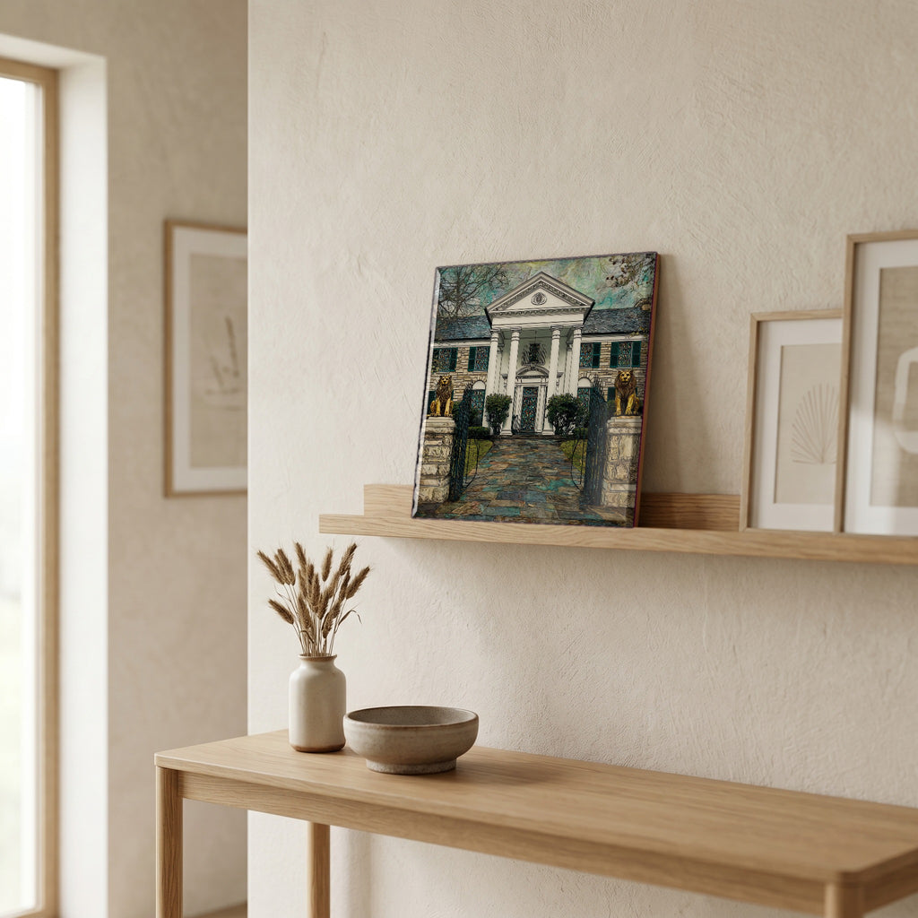 In the entryway, first thing you see.