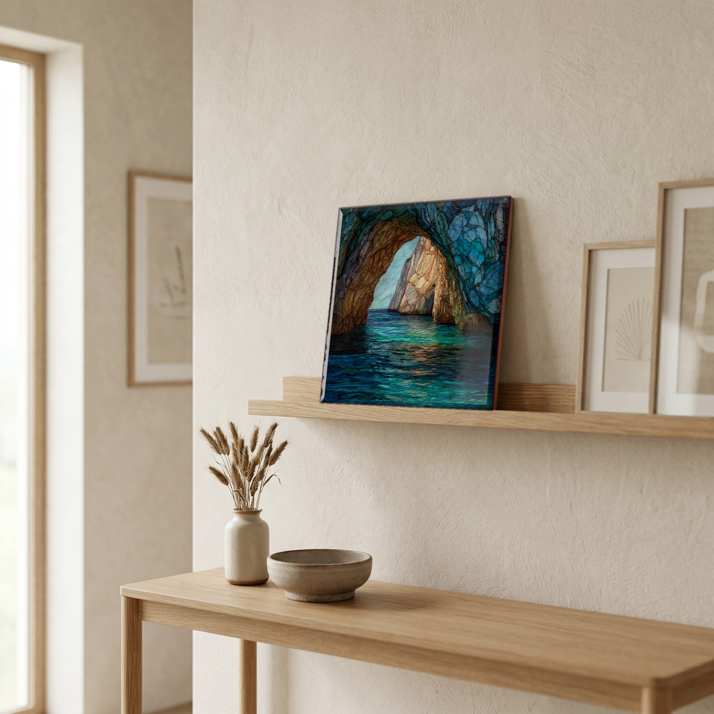 In the entryway, first thing you see.
