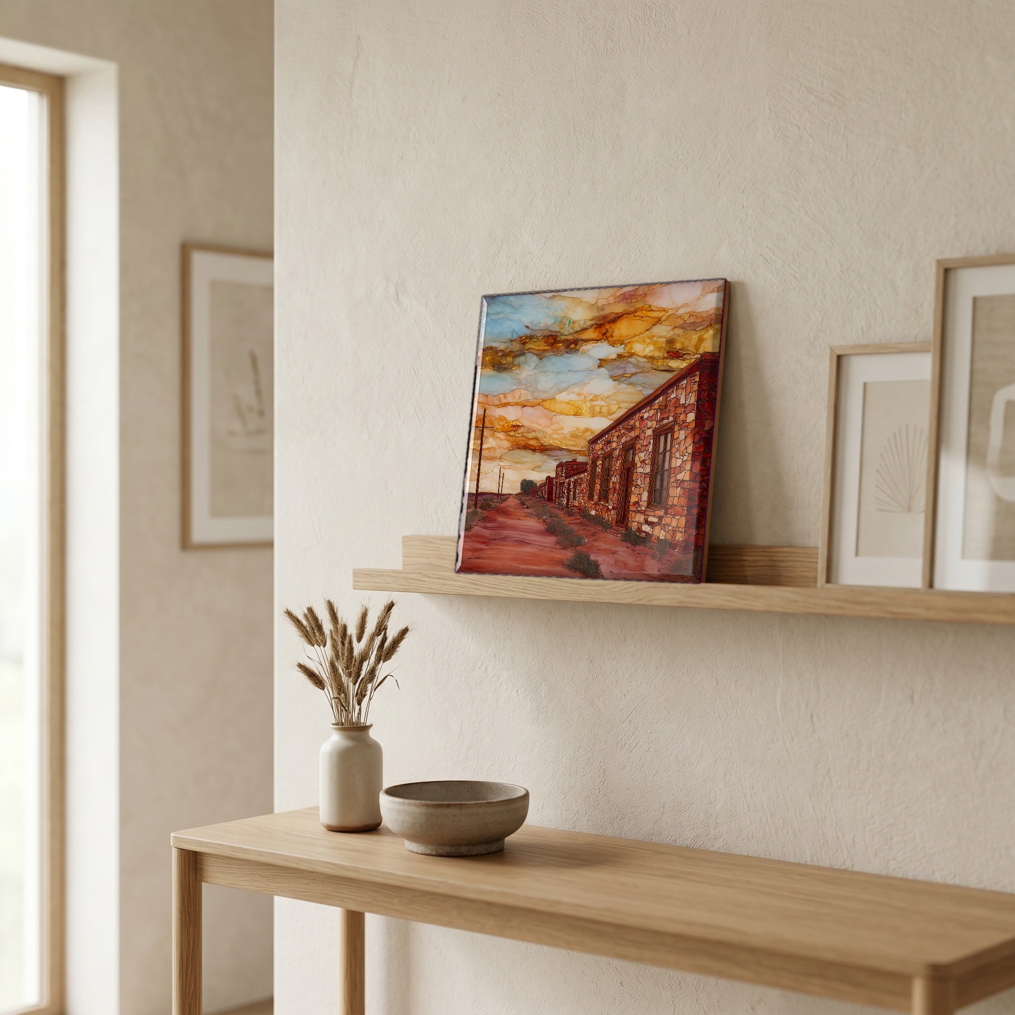 In the entryway, first thing you see.