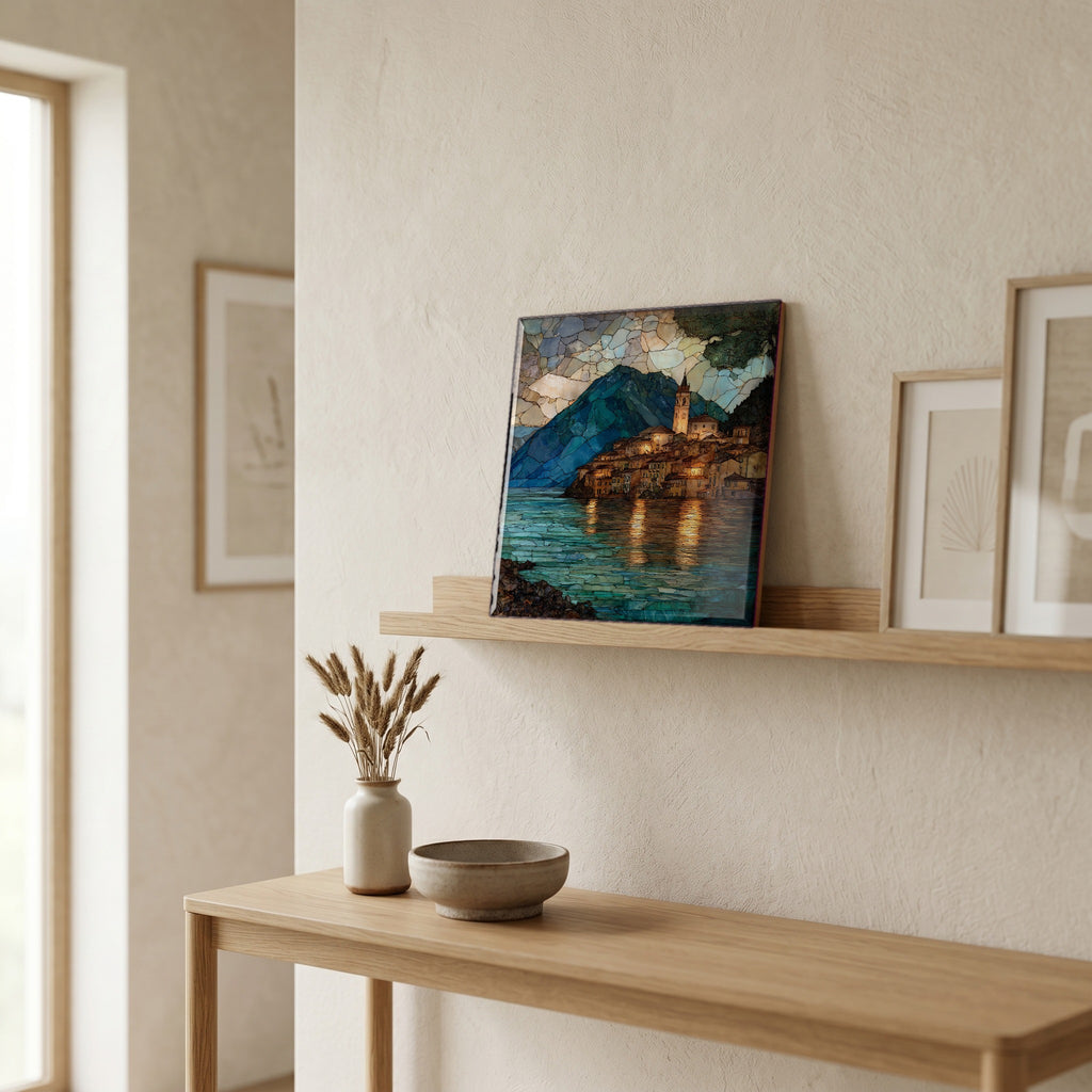 On a picture ledge, where the light comes in.