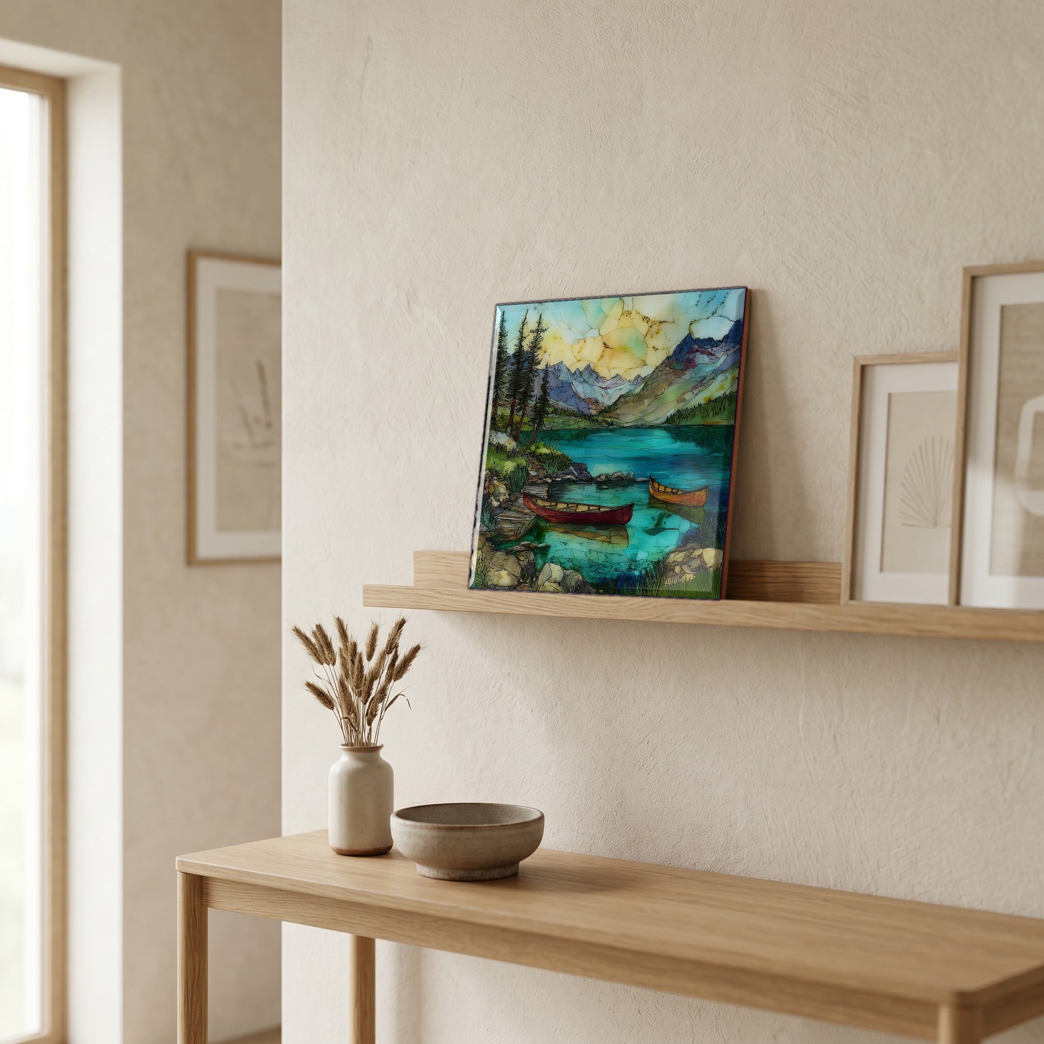 In the entryway, first thing you see.