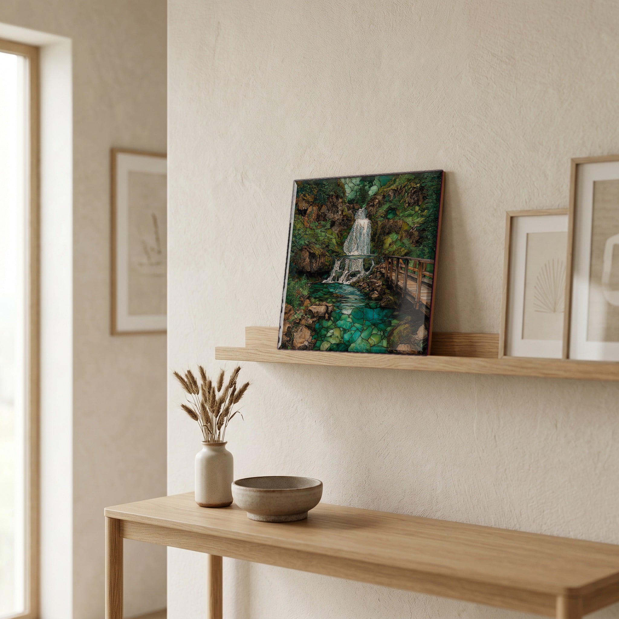 In the entryway, first thing you see.