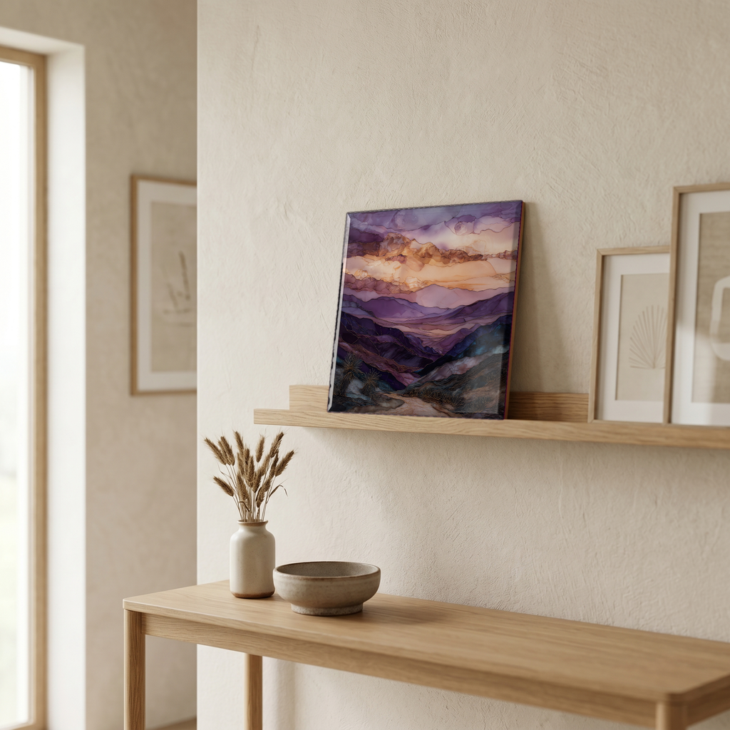 On a picture ledge, where the light comes in.