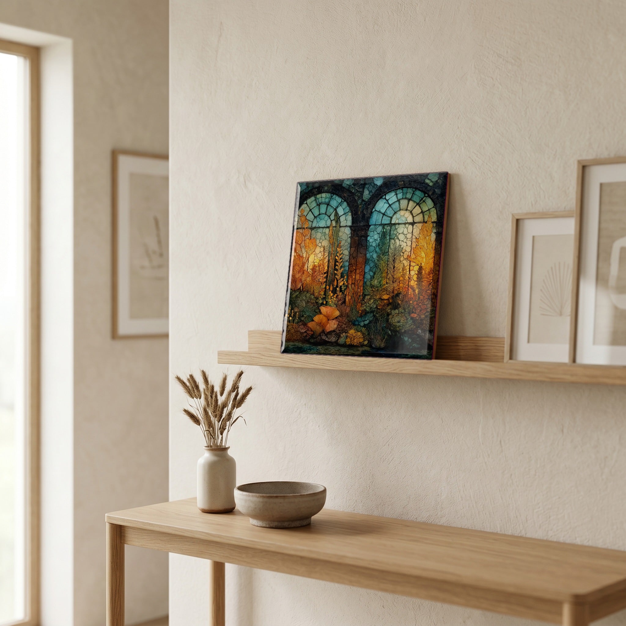 In the entryway, first thing you see.