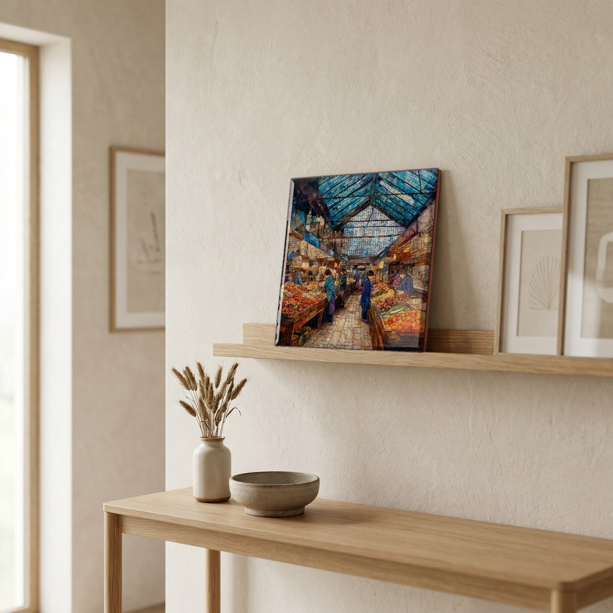 In the entryway, first thing you see.